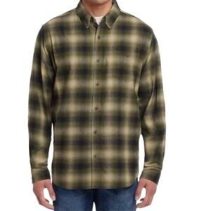 Mens Weatherproof Vintage Button Up Size Medium Plaid Green Black Pocket NWOT